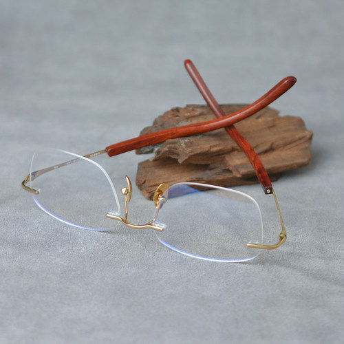 理想镜侣小叶紫檀无框钛近视眼镜