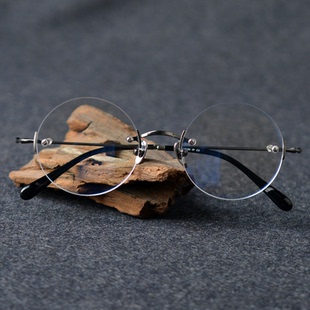 乔布斯同款无框眼镜架近视复古小圆形钛合金德系超轻眼镜框