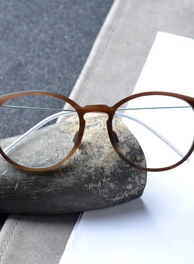 理想镜侣手工水牛角近视眼镜框大脸胖圆形纯钛合金1849加宽150