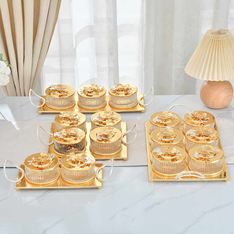 轻奢水果盘家用客厅茶几零食玻璃分格果盘坚果盘干果盘糖果盘