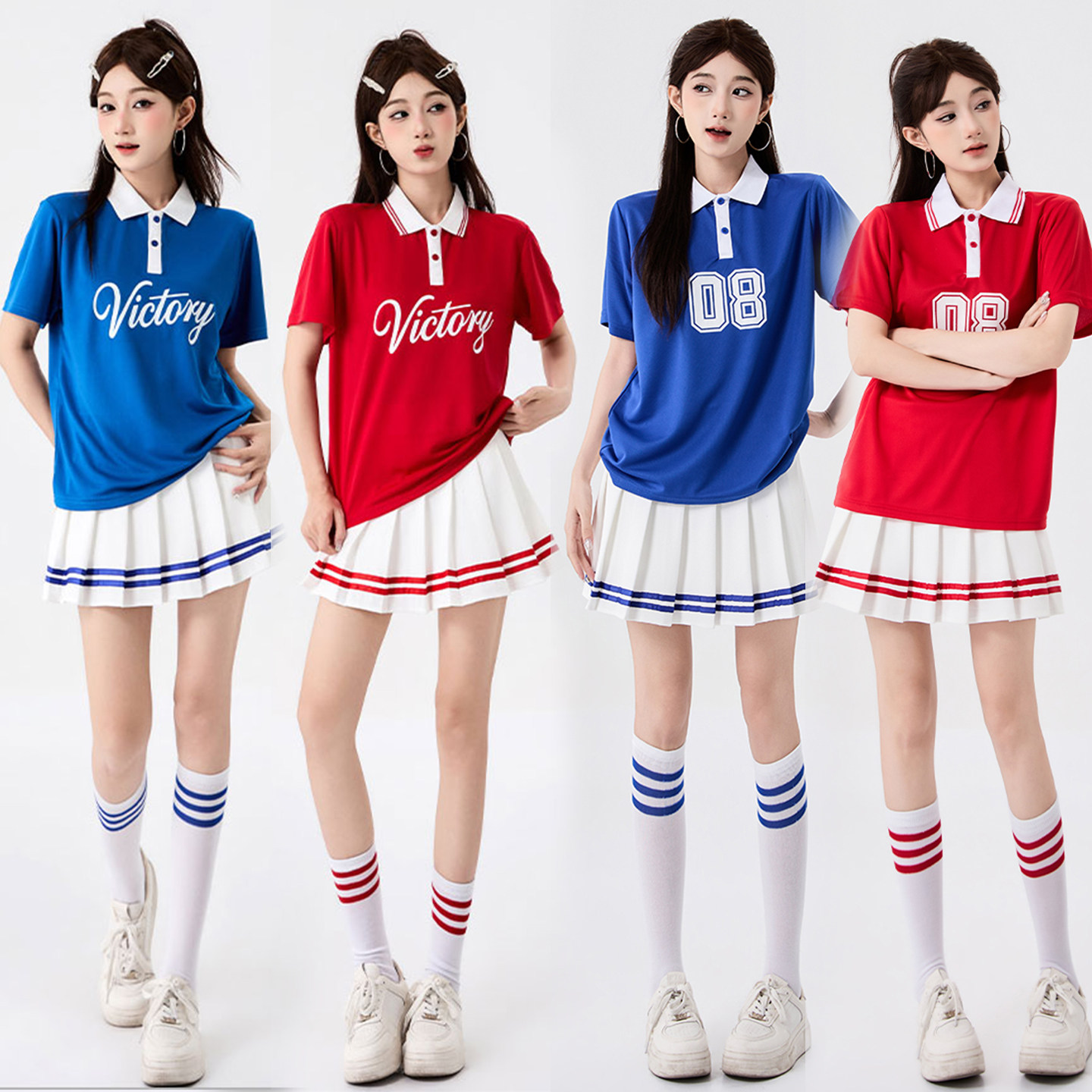 学生拉拉队健美操团体运动会开幕式表演啦啦操女团体舞蹈演出服装