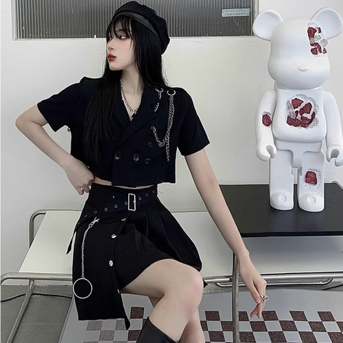 穿搭跳jazz团演出服甜辣上衣短裤