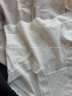 爱之礼纯棉法式 女蕾丝边中高腰包臀抗菌舒适透气纯欲 复古提花内裤