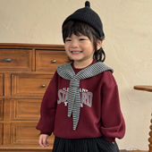 童装 韩版 潮 洋气秋冬宝宝上衣儿童披肩套头衫 男童加绒卫衣2025新款