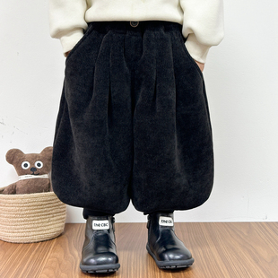 韩版 冬季 童装 宝宝灯笼裤 男童加绒裤 加厚儿童束脚哈伦裤 子2025新款