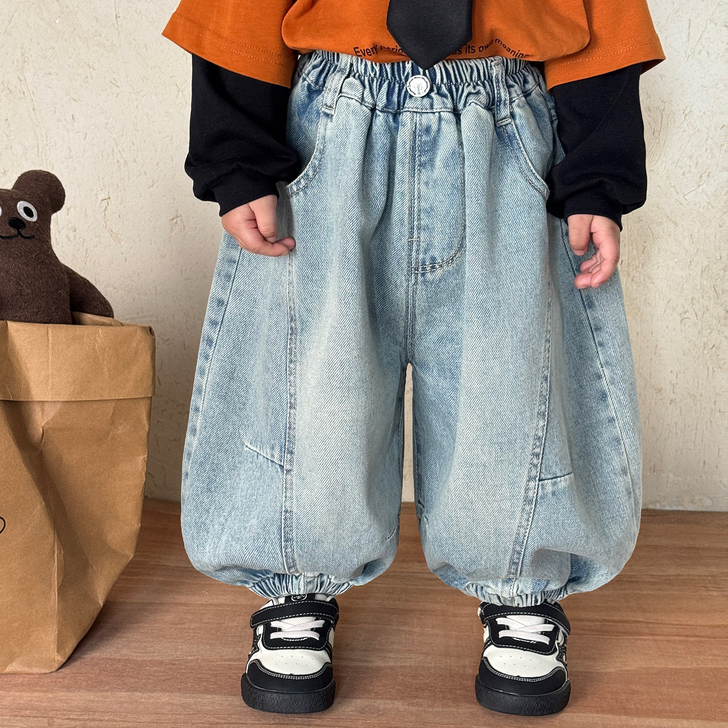 男童牛仔裤子2026新款洋气春秋童装宝宝灯笼裤韩版宽松儿童哈伦裤,童装/婴儿装/亲子装,裤子,淘宝优惠券,粉丝福利购,淘宝优惠卷