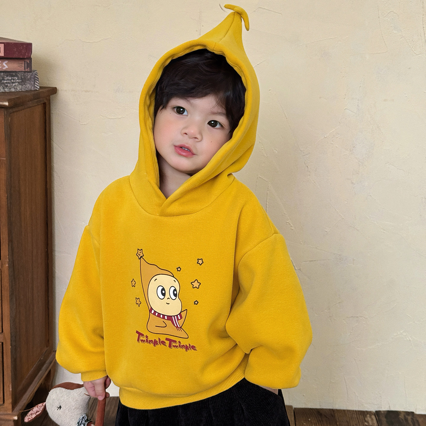 男童加绒卫衣连帽衫一体绒2025新款洋气宝宝童装秋冬韩版儿童上衣