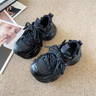 系带休闲运动鞋 女春季 百搭 欧洲站网红街拍厚底复古老爹鞋 2026新款