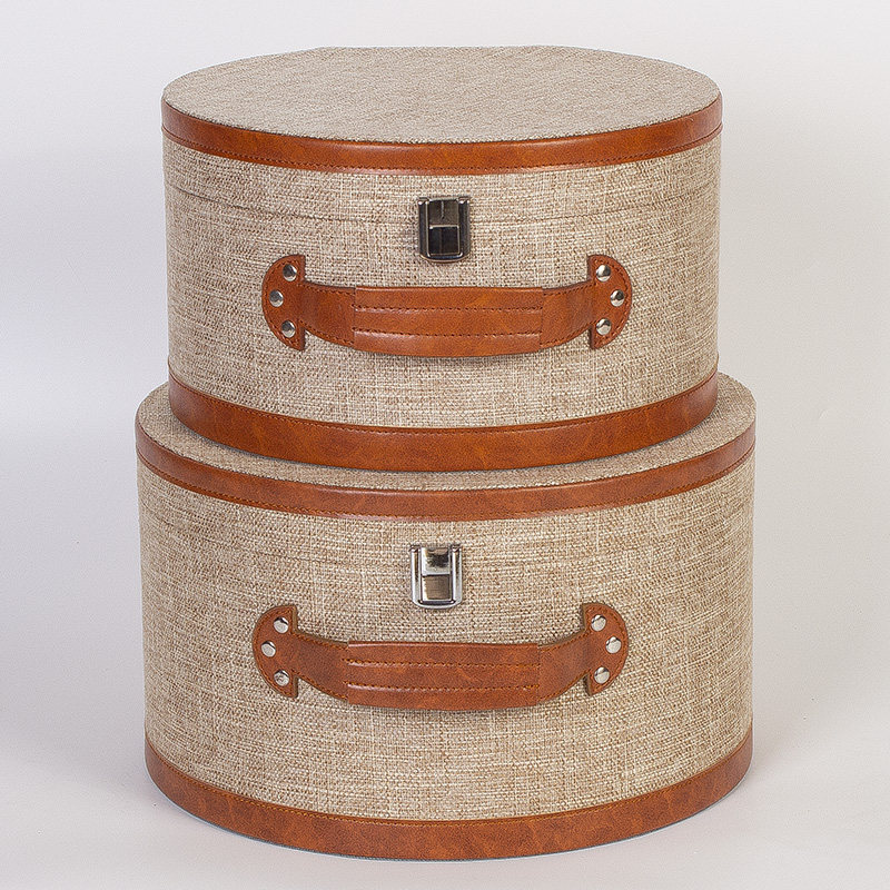 皮革收纳盒半圆形创意礼品包装盒样板房衣帽间装饰内衣帽子盒手提