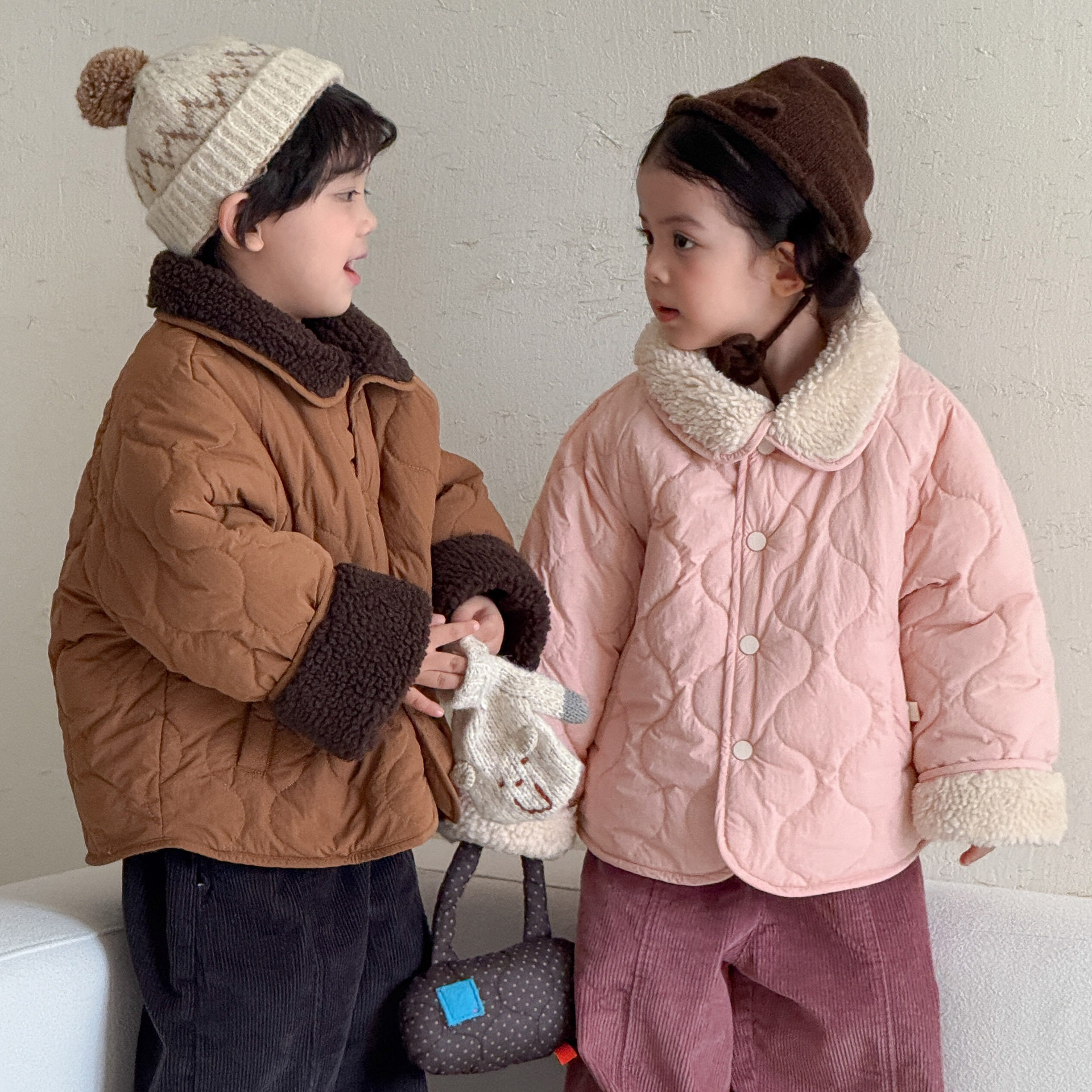 儿童棉衣两面穿加绒加厚男童面包服女童棉服2026新款冬季宝宝外套