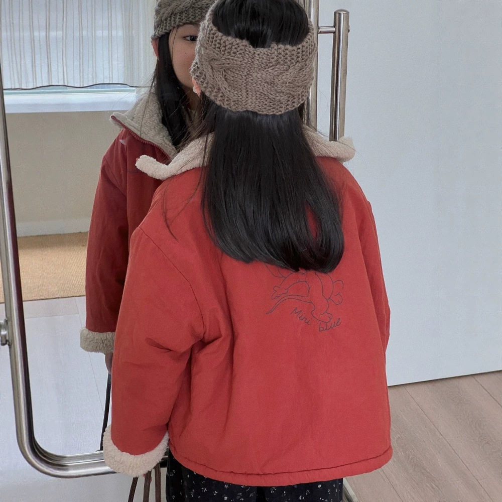 女童棉衣2026冬季新款女宝韩系高品质两面穿保暖外套儿童毛毛衣潮