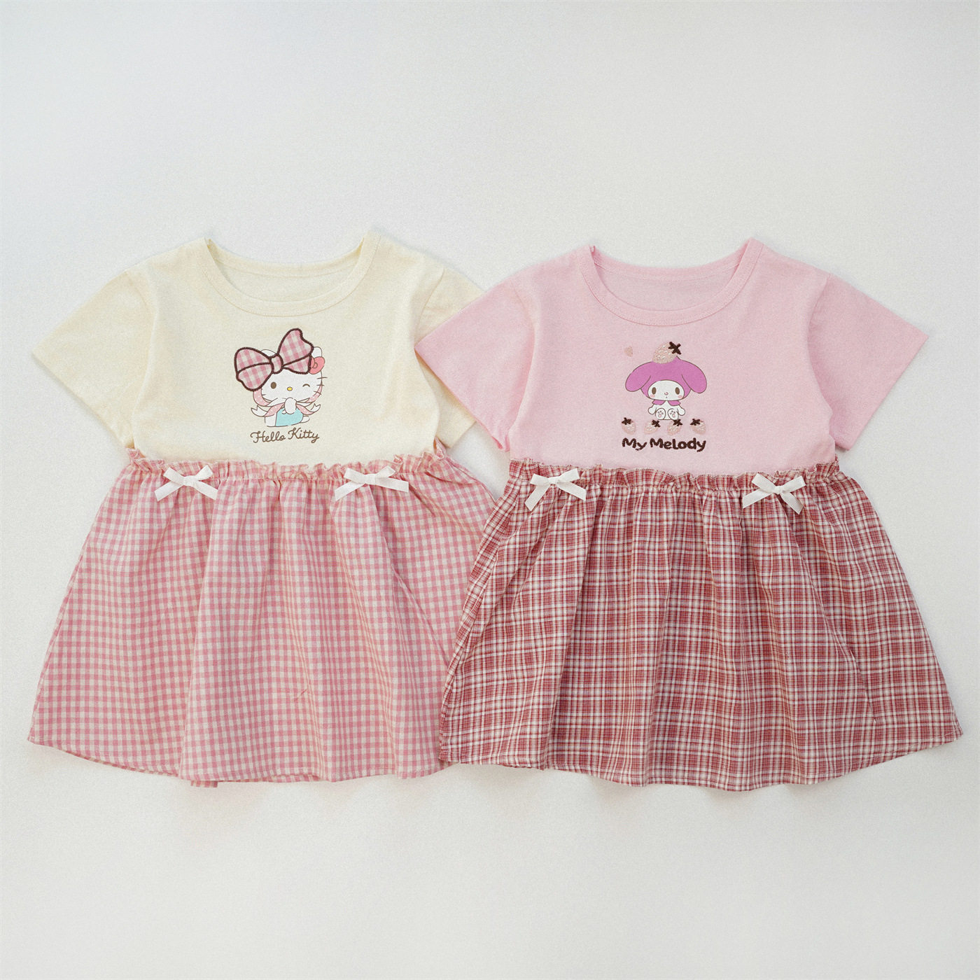 女童夏季新款格子短袖连衣裙女宝纯棉美乐蒂库洛米蝴蝶结裙子夏天,童装/婴儿装/亲子装,连衣裙,淘宝优惠券,粉丝福利购,淘宝优惠卷