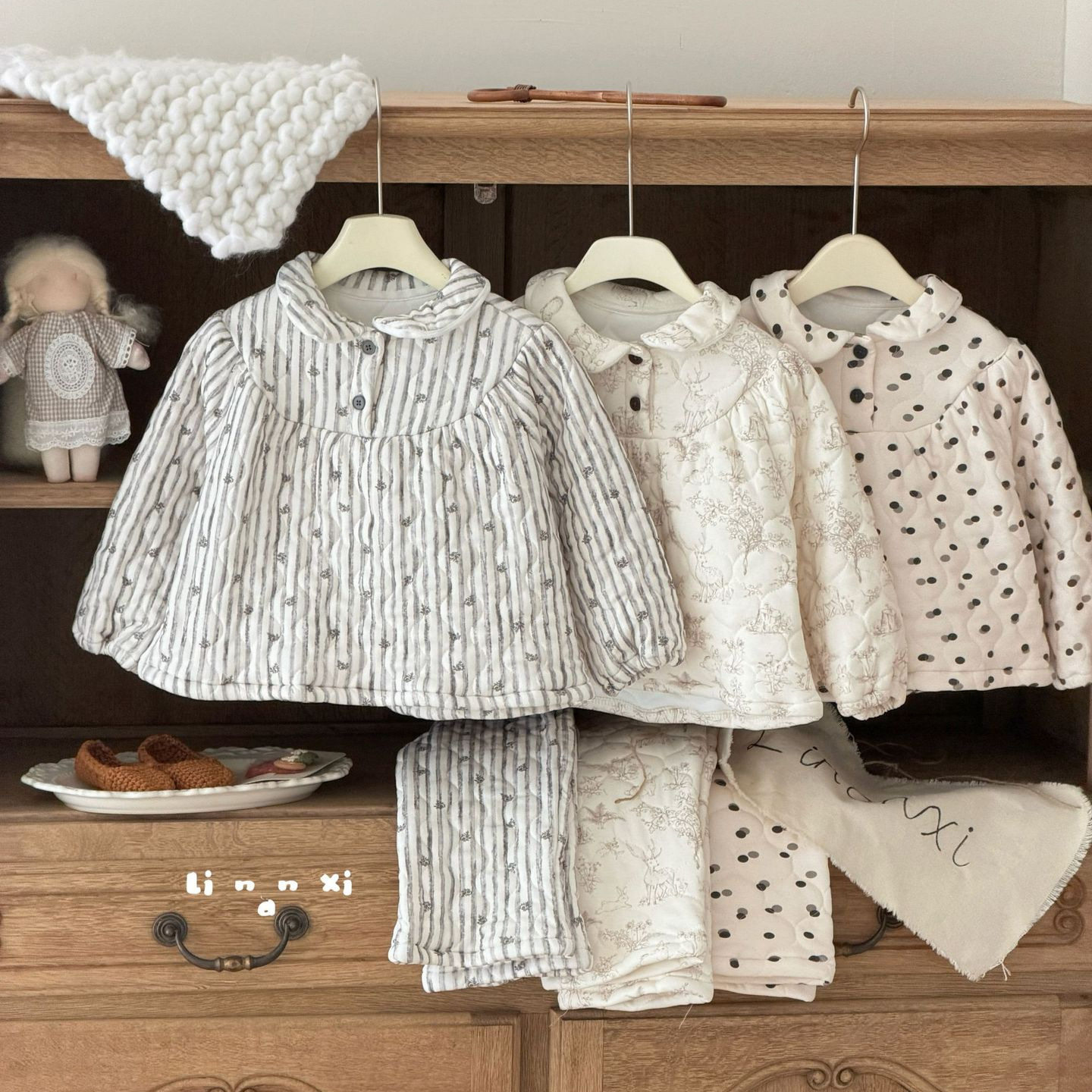 秋冬新款女童冬季棉衣套装娃娃衫2026新款夹棉保暖家居服加厚保暖