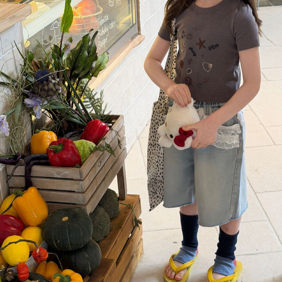 2026年春夏新款女童蕾丝简约设计感中裤时尚百搭洋气薄牛仔中裤子