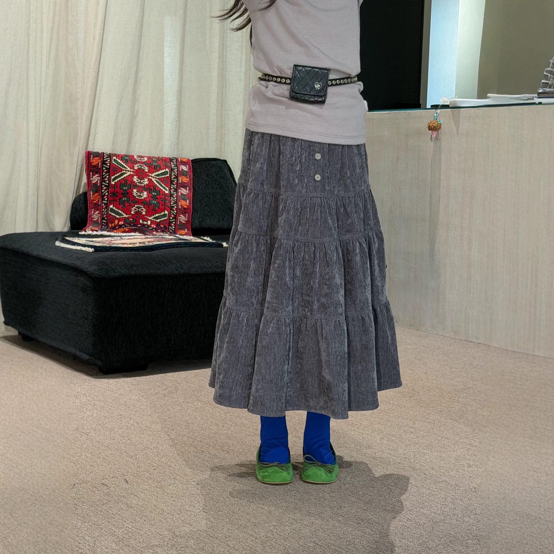 秋冬装女童2026年冬款丝绒半身裙奥粒绒内里加绒蛋糕裙复古长裙子