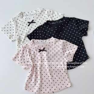 2026女童波点辣妹T恤韩系春夏装甜美波点风公主上衣打底衫洋气新