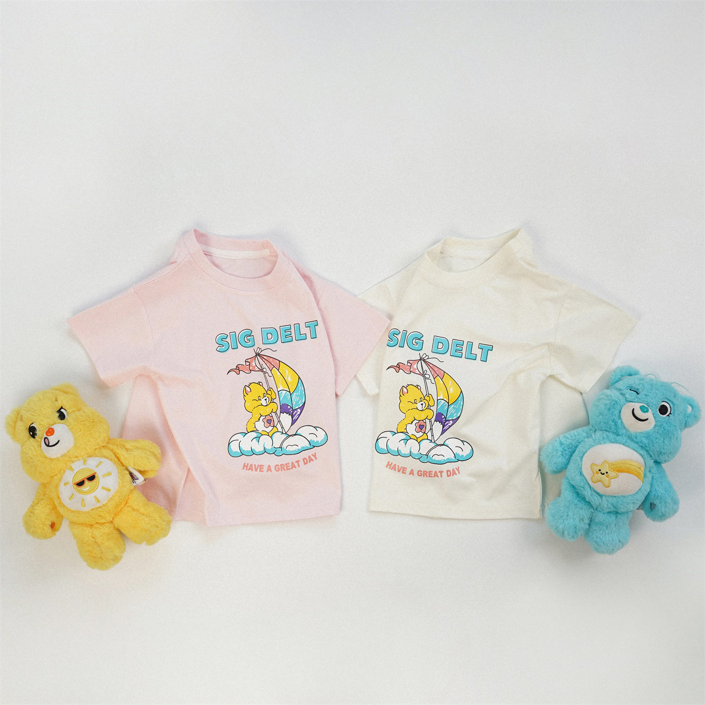 2026新款春夏女童短袖T恤彩虹熊韩版中大男女童休闲体恤短袖衫韩,童装/婴儿装/亲子装,T恤,淘宝优惠券,粉丝福利购,淘宝优惠卷