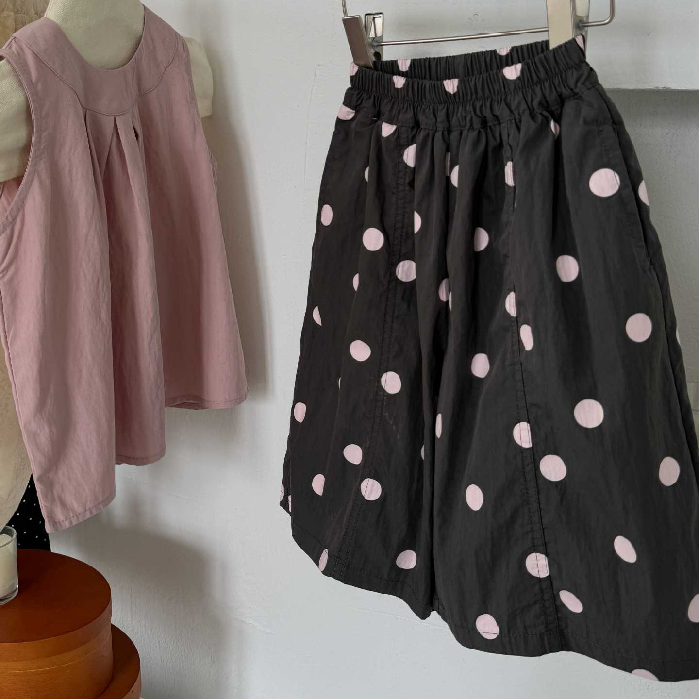 韩系女童裤2026夏季新款韩版潮范百搭洋气女童粉色大波点七分裤子