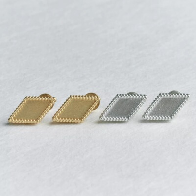 几何菱形耳钉金银两色大小号可选