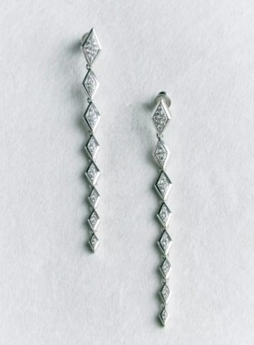 La Serenidad 法式轻奢流苏菱形耳环 镶钻长款高级感小众设计耳饰