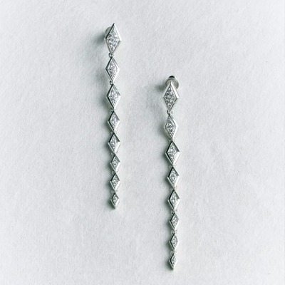 法式轻奢流苏菱形耳环