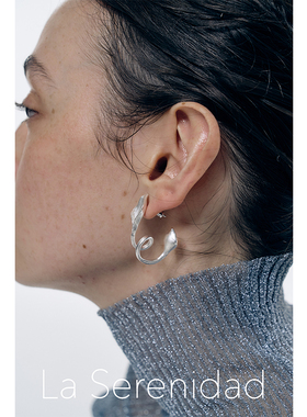 LaSerenidad植物叶子脉络扭曲耳饰 磨砂立体造型高级小众原创耳环