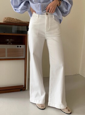 Chic Studio 高智感欧尼 气质高腰直筒显瘦微喇牛仔裤