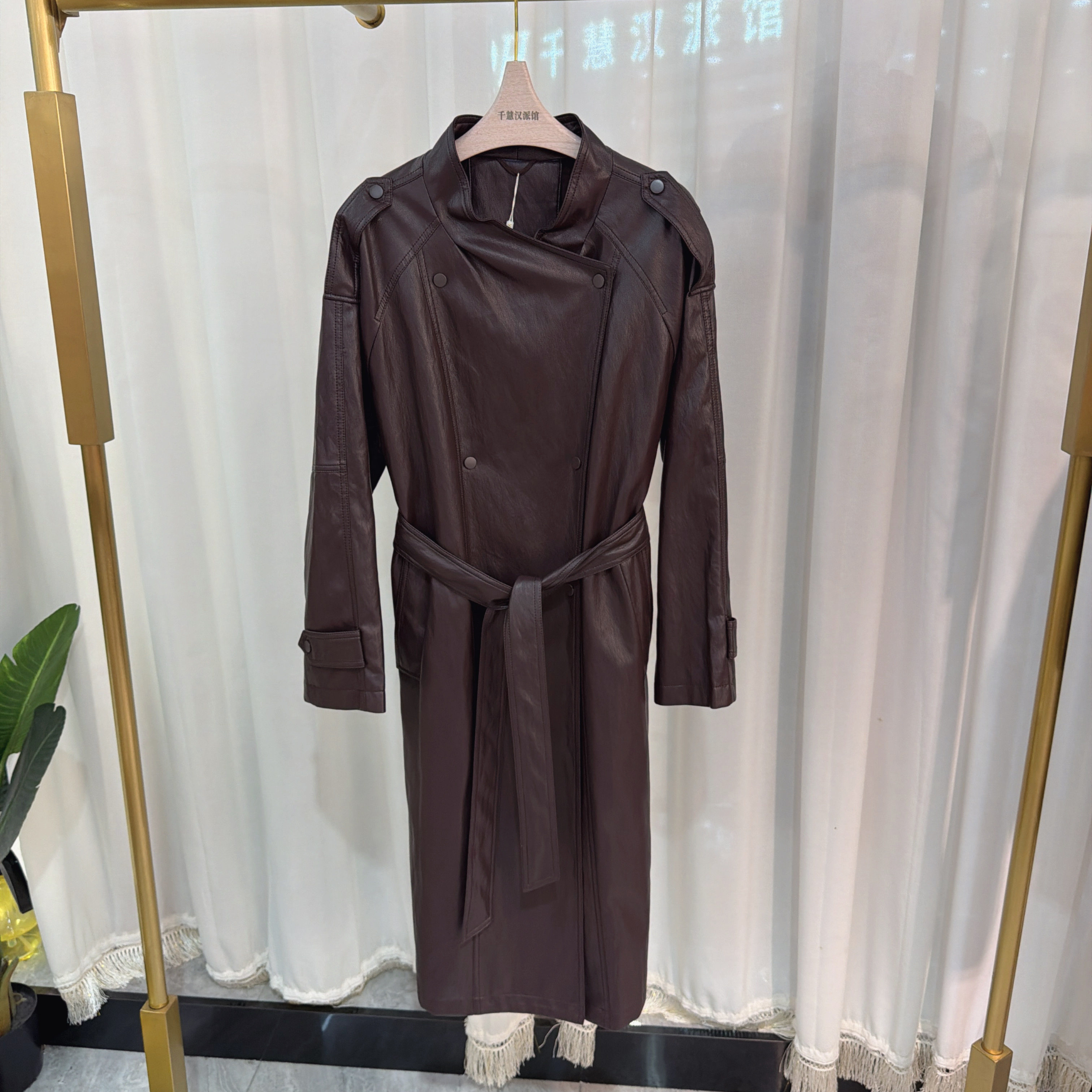 986060时尚长款皮衣外套女PU皮