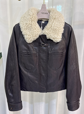 25WL-D312时尚皮羽绒服女短款翻领气质百搭2025冬季专柜正品