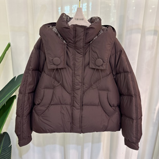 专柜正品 25D523时尚 羽绒服女保暖连帽90白鸭绒气质显瘦2025冬季