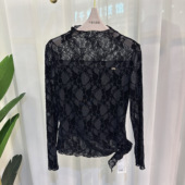 专柜同款 MDA621612时尚 蕾丝长袖 上衣2026春季 衬衫 女精致布网小衫