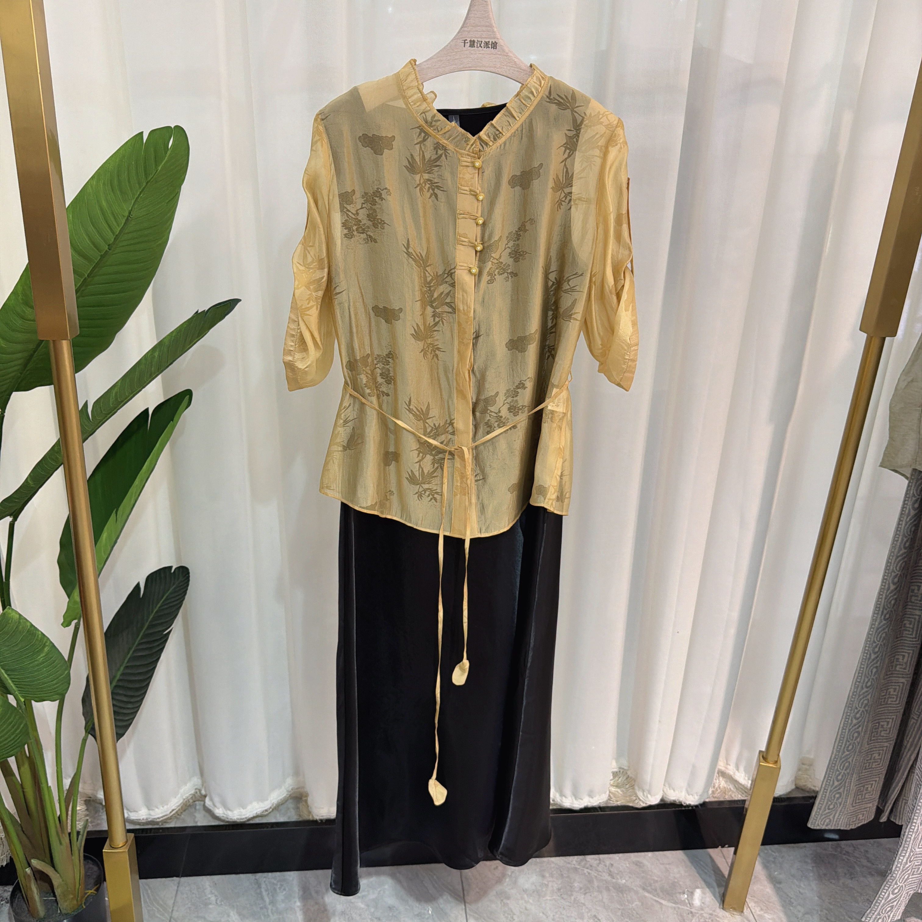 YAT-6A166套裙女系带上衣连衣裙