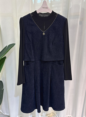 255L010时尚连衣裙女长袖假两件气质显瘦百搭2025冬季专柜正品