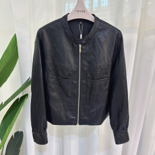 专柜正品 拉链PU皮气质显瘦2025秋季 皮衣外套女长袖 MDW528638时尚