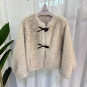 26C031时尚 专柜同款 皮毛外套女短款 毛呢上衣气质显瘦2026春季