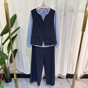 MDG621618时尚套裤女马甲小衫裤子三件套气质2026春季专柜同款