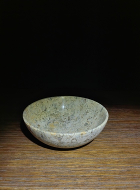 天然虫草珊瑚石化石大理石封釉收纳盘餐碗九卿