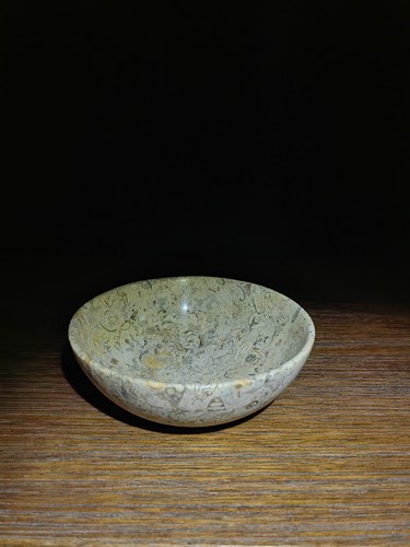 天然虫草珊瑚石化石大理石封釉收纳盘餐碗九卿