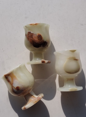 巴基斯坦进口手工天然玉石酒杯摆件家居装饰品