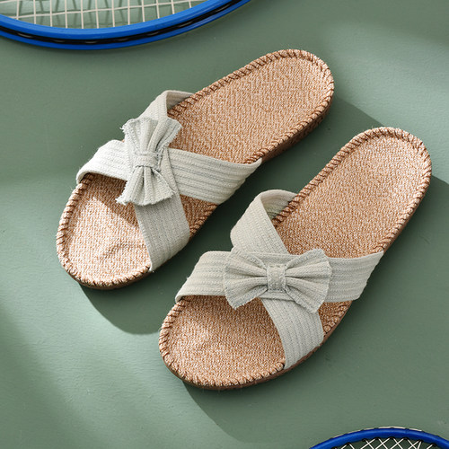 硕牌外穿亚麻拖鞋透气吸汗