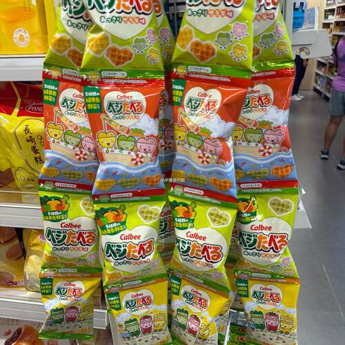 香港代购 日本进口Calbee卡乐比儿童宝宝零食野菜味脆薯格4连包