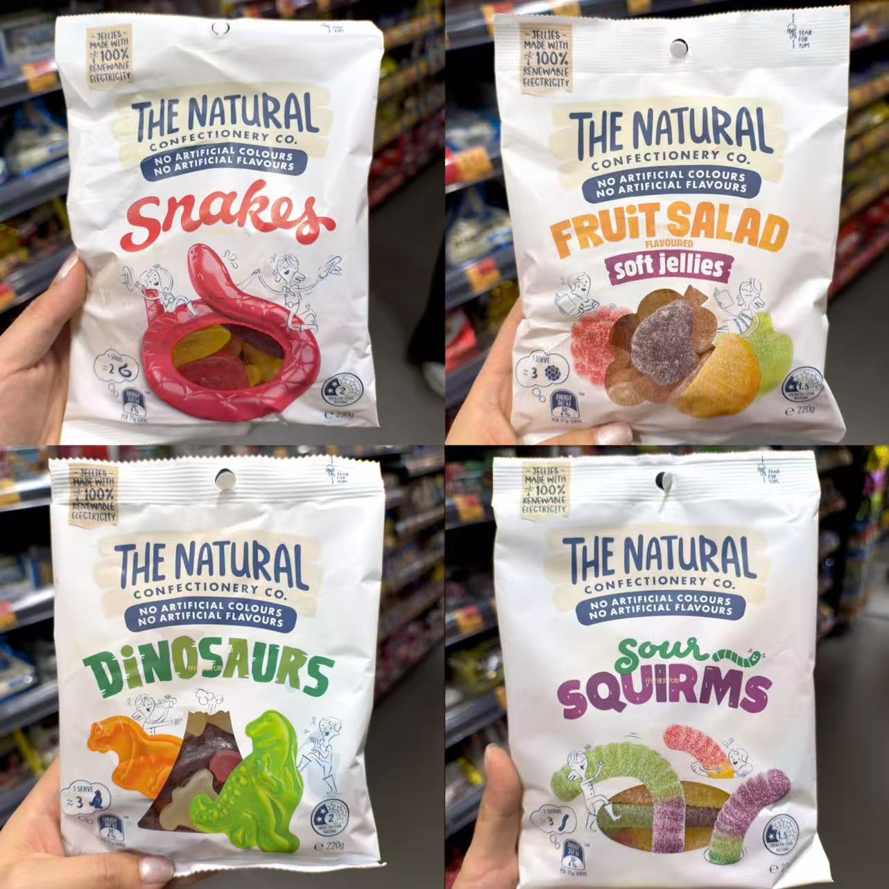 包邮 代购澳洲The Natural水果/恐龙/蚯蚓/蛇造型无色素儿童软糖