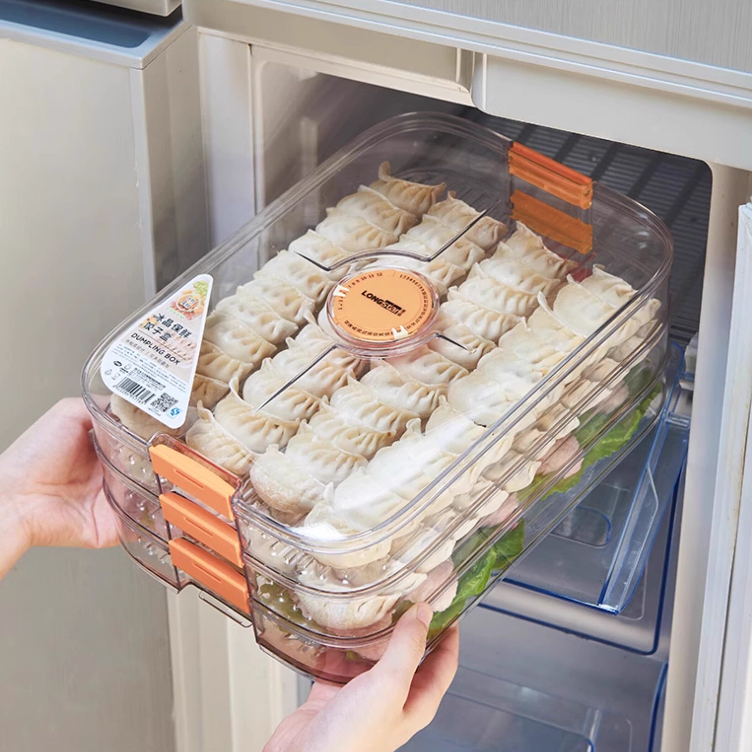 龙士达饺子馄饨盒厨房冰箱食品级冷冻密封保鲜收纳盒三层 LJ-2783