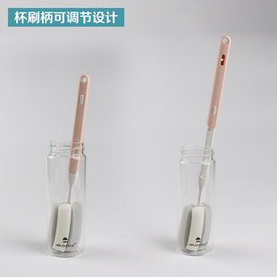 清清美伸缩式 圆形杯刷长柄柔软吸水海绵锅刷带柄海绵刷杯神器1565