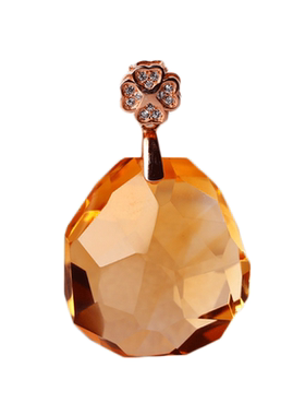 巴西黄水晶吊坠宝石项链