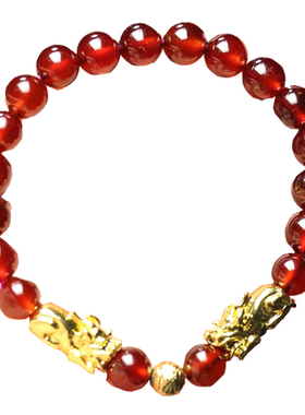 高等级通透双貔貅石榴石鉴定手链