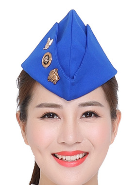 水兵舞帽子女新款通用配件红色军绿色蓝色水冰舞广场舞演出帽船帽