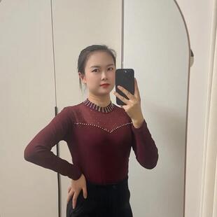 镶钻打底衫女冬加绒伦巴上衣吉特巴舞蹈服交谊舞演出服广场舞服装