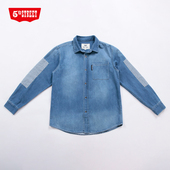 630801 第五街5th 233B4 宽松拼接长袖 牛仔衬衫 street男装 时尚