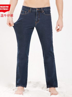 第五街男针织保温中腰修身牛仔裤冬加厚休闲小直筒裤214912-214M0